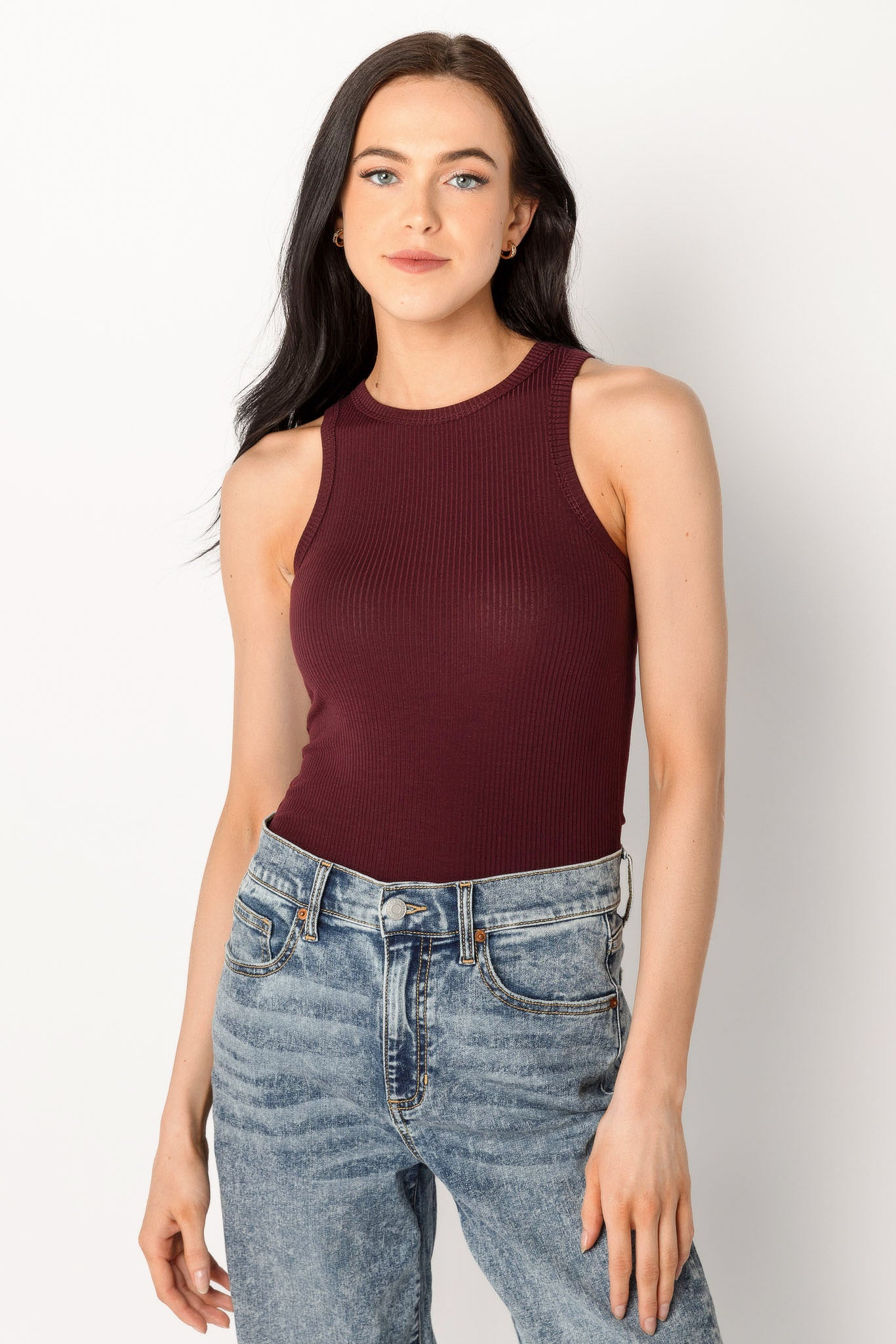 Ribbed Crewneck Racerback Tank