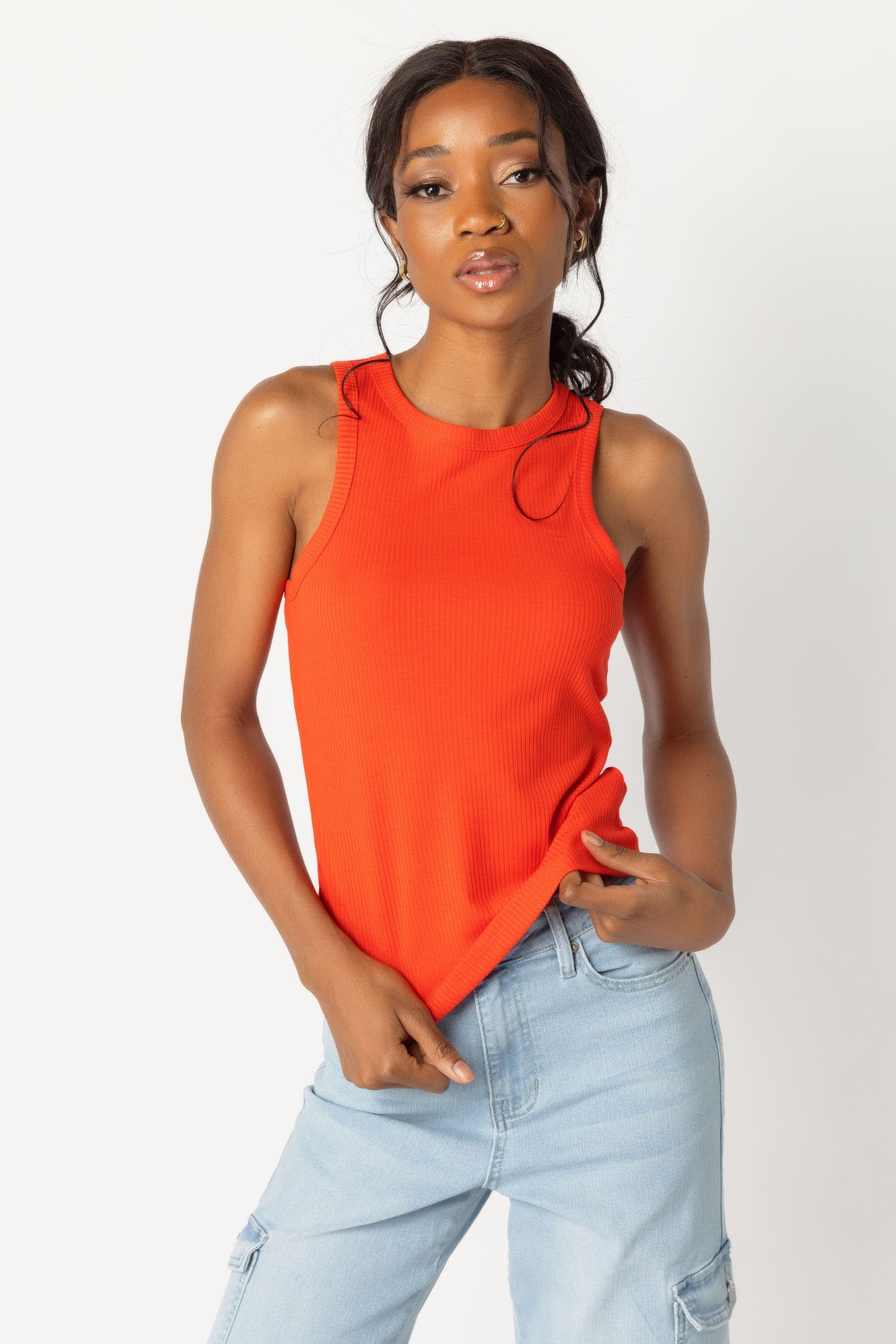 Ribbed Crewneck Racerback Tank