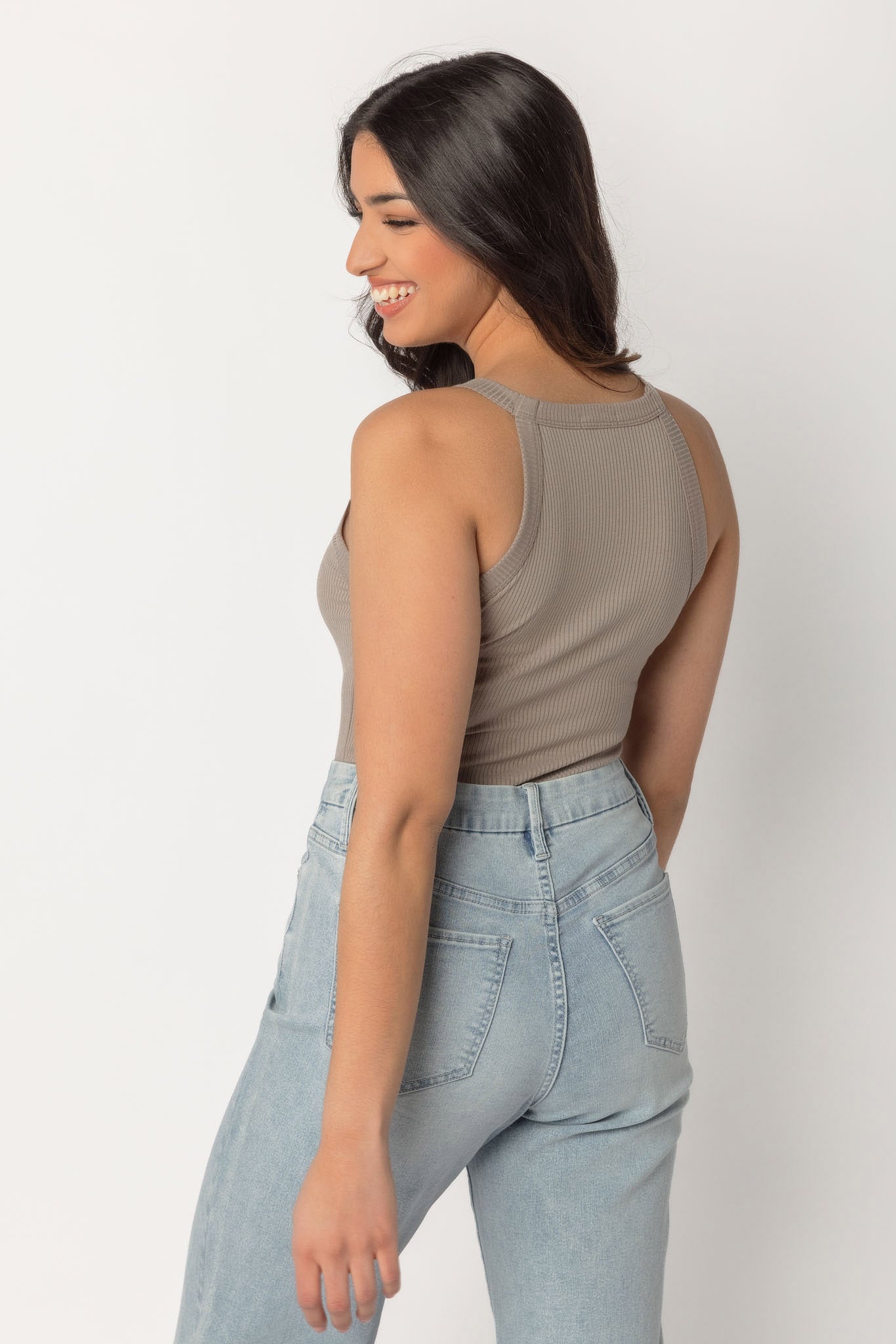 Ribbed High Neck Tank