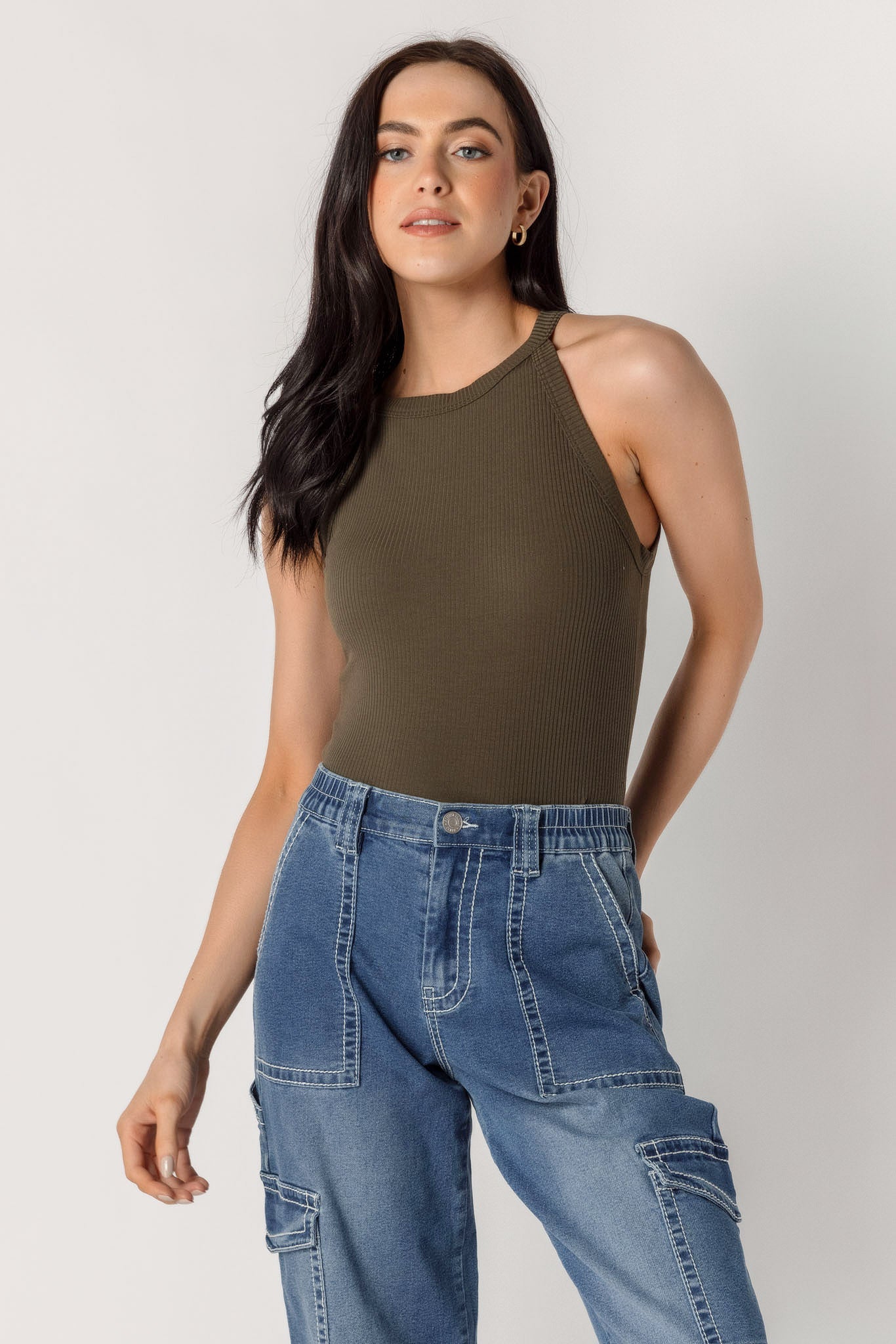 Ribbed High Neck Tank