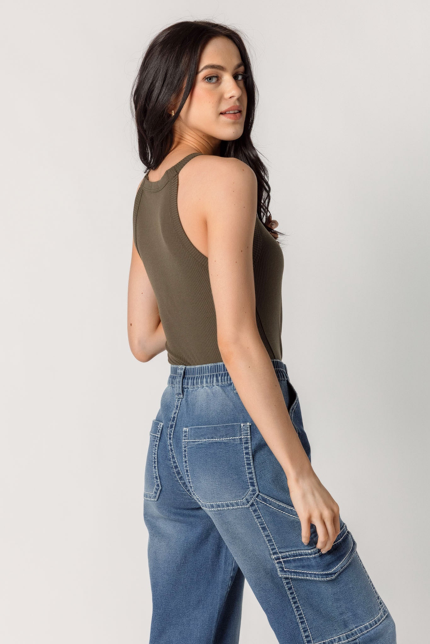 Ribbed High Neck Tank