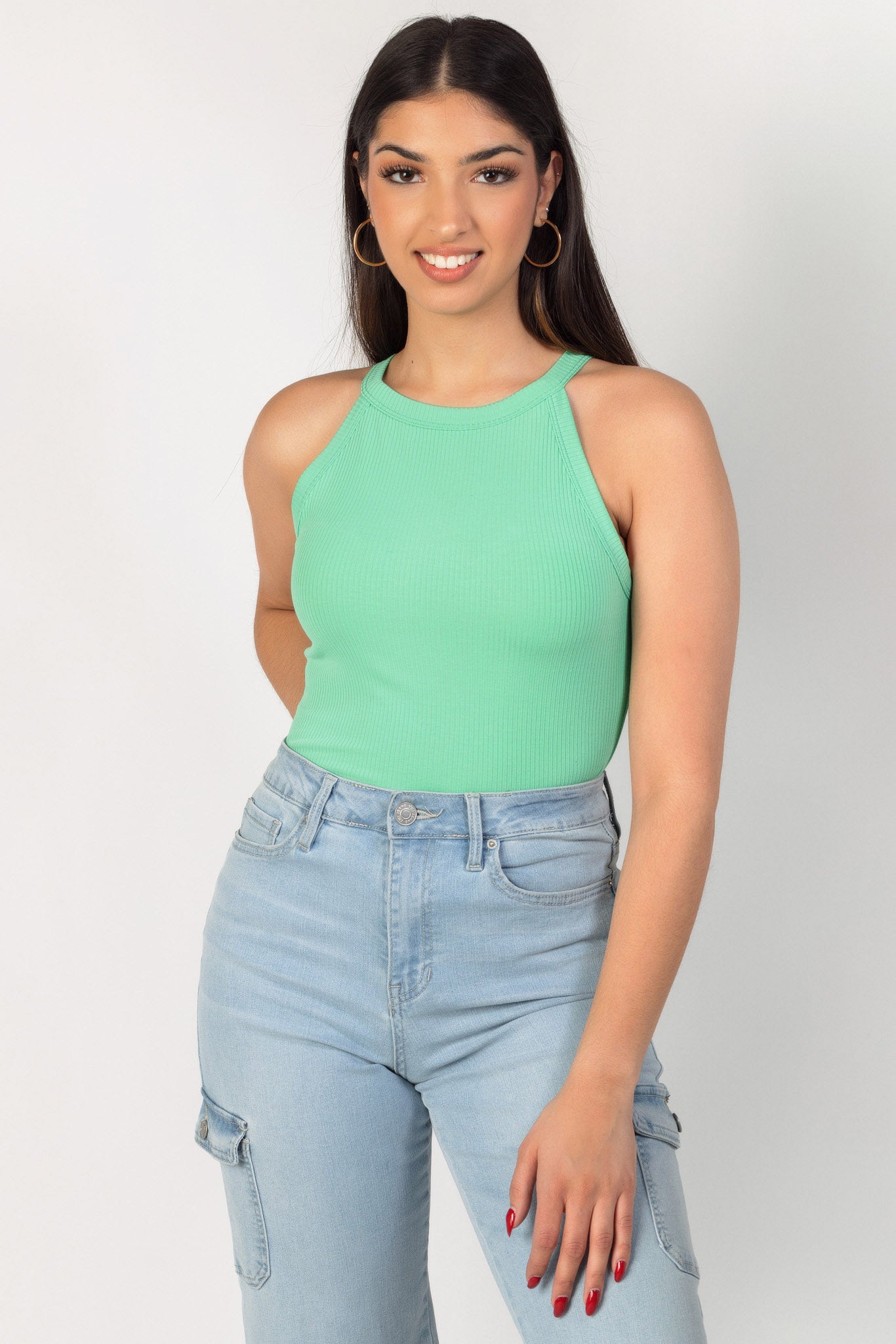 Ribbed High Neck Tank