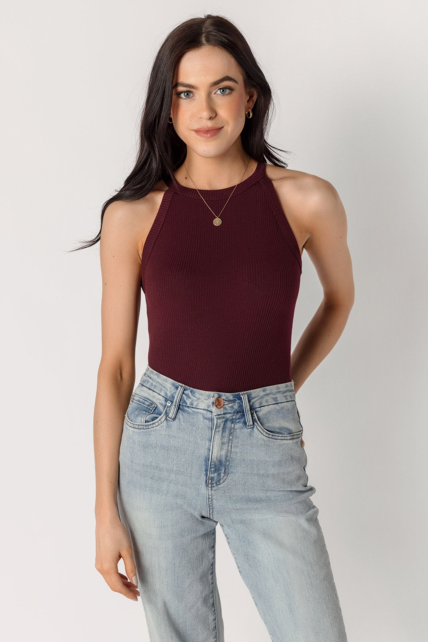 Ribbed High Neck Tank