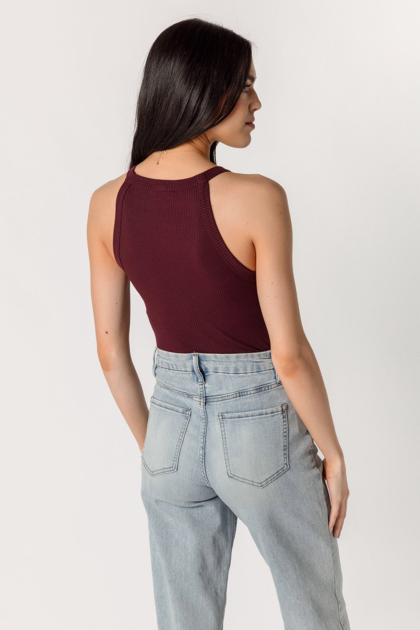 Ribbed High Neck Tank