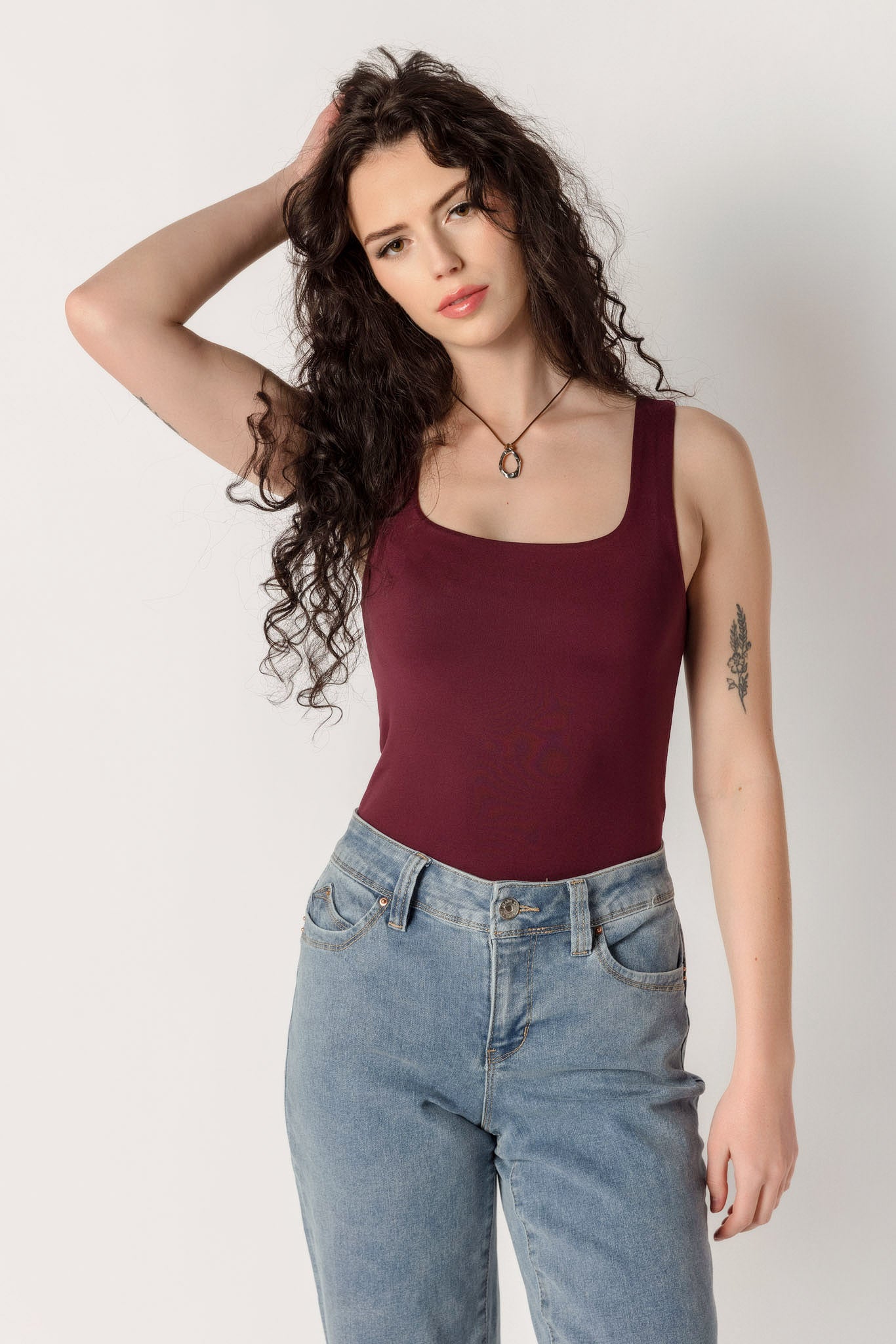 Brushed Double Layer Square Neck Tank