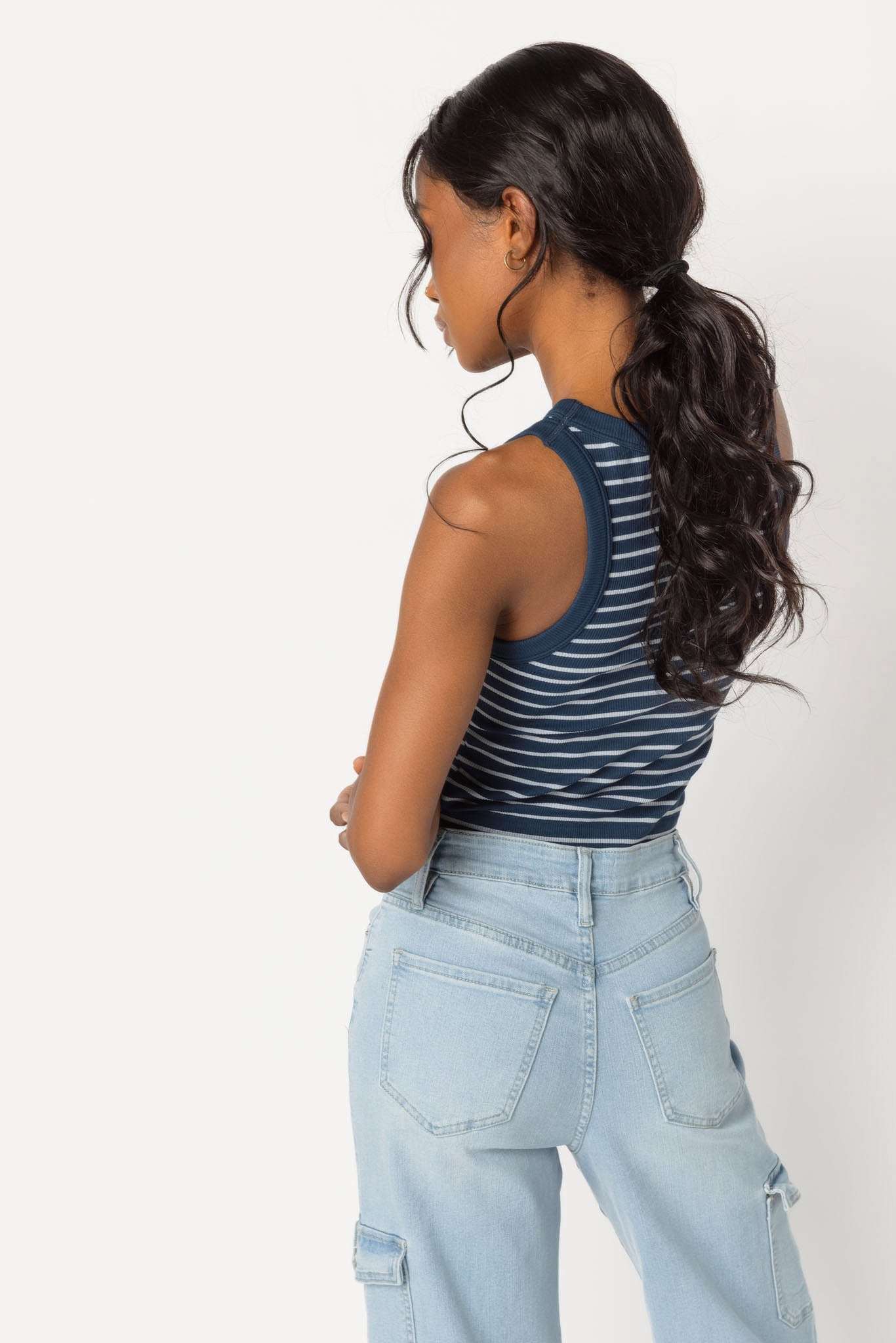 Wallflower Cindy Stripe Seamless High Neck Crop Top