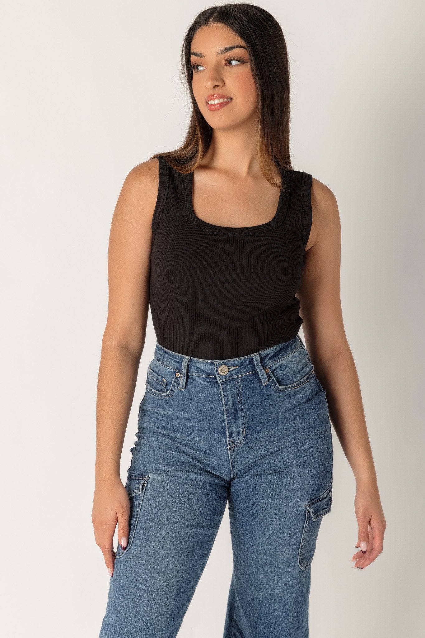 Ribbed Sleeveless Scoopneck Tank