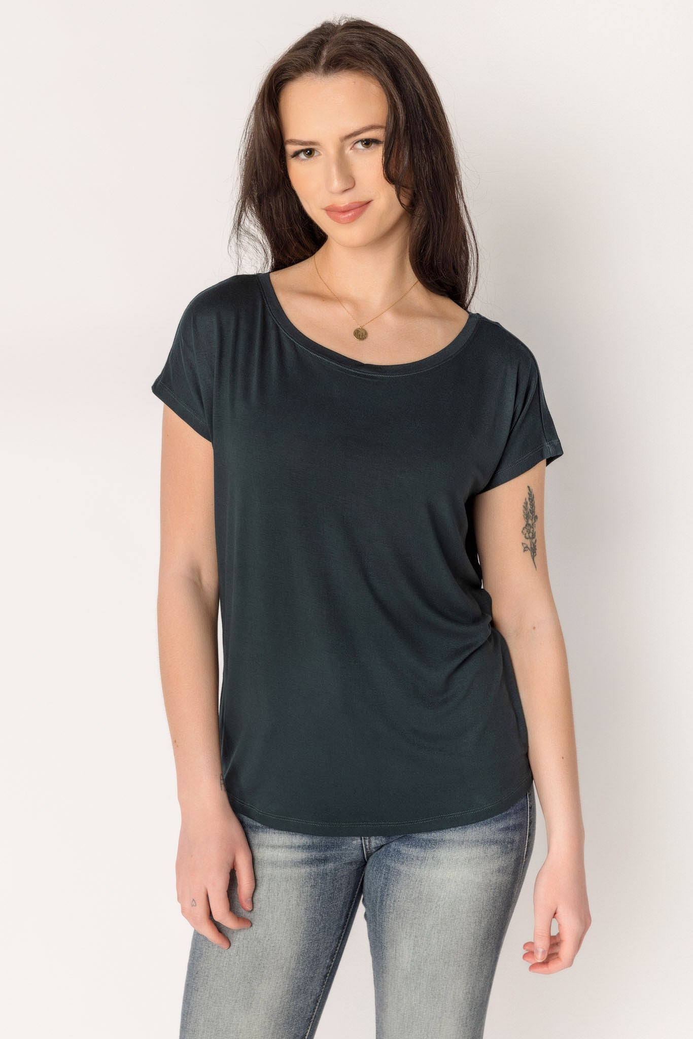 Short-Sleeve Wide-Neck Top