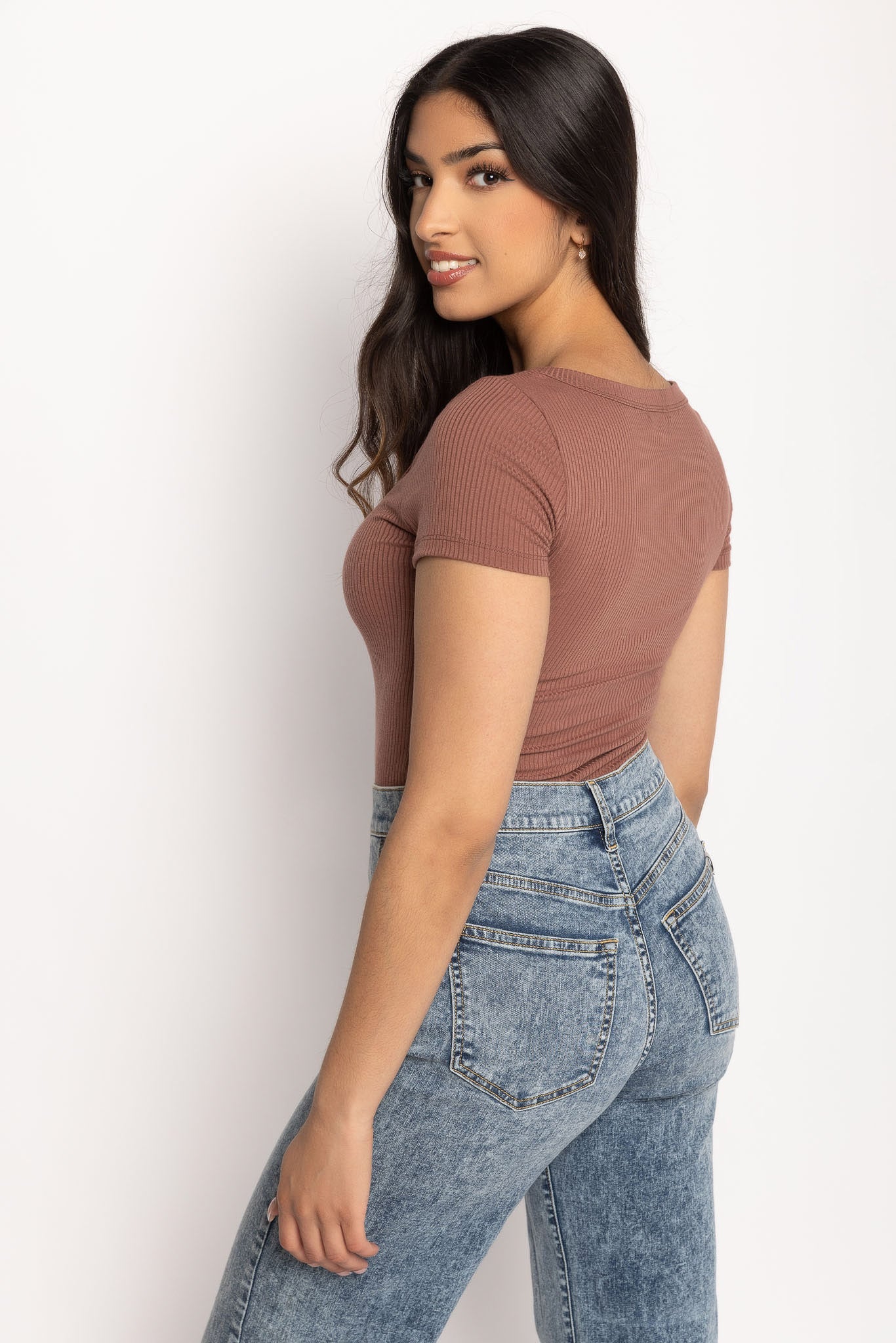 Ribbed Scoop-Neck Tee