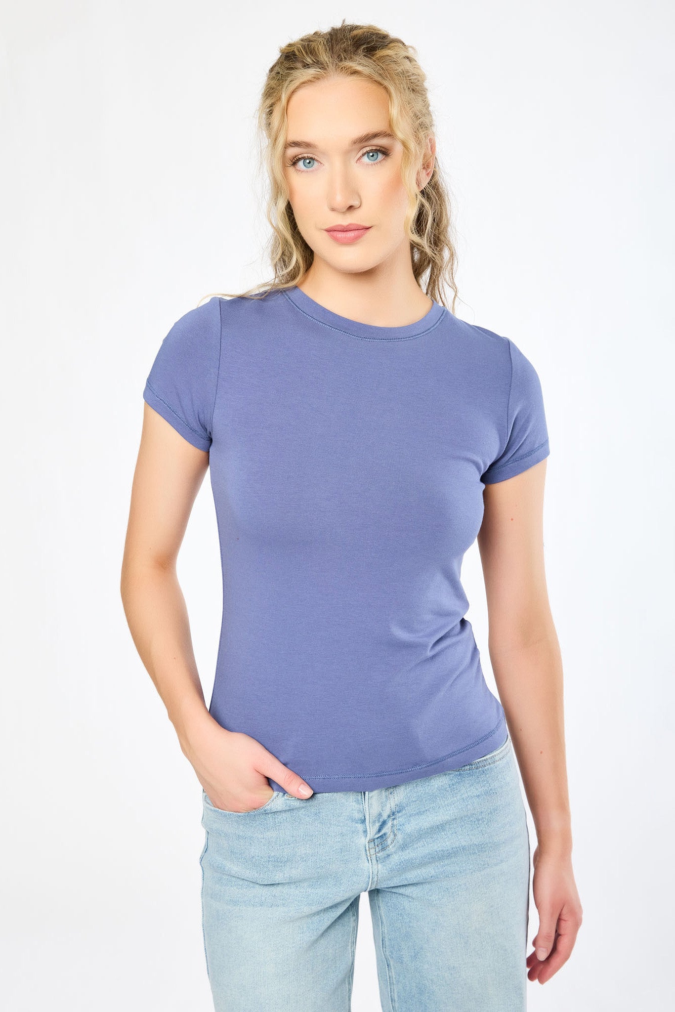 Cap-Sleeve Crew-Neck Tee