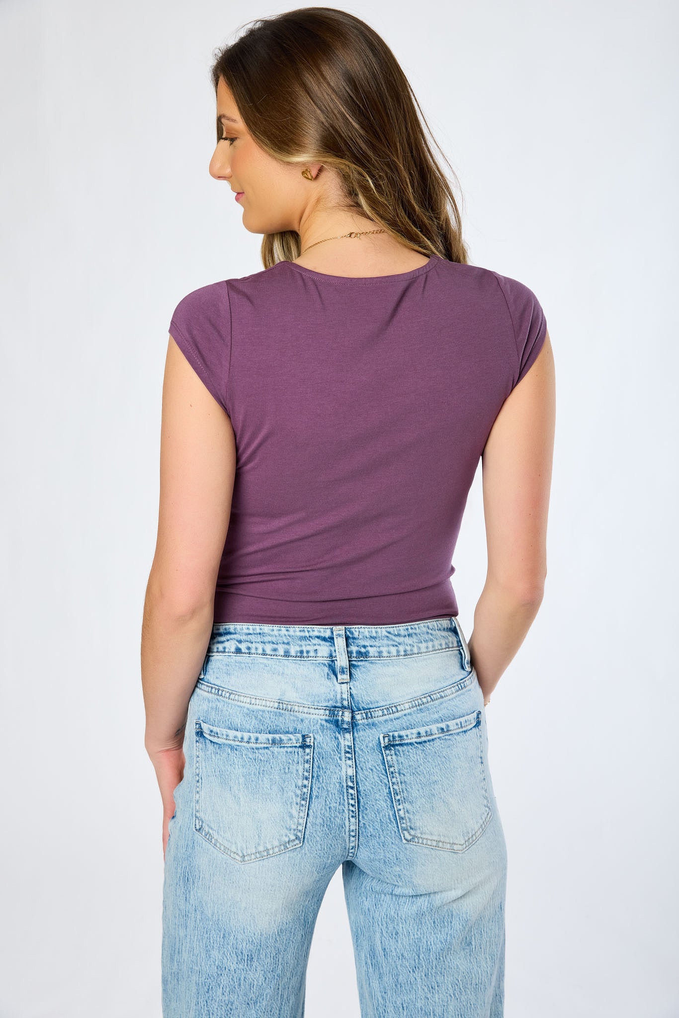 Cap-Sleeve Square-Neck Tee