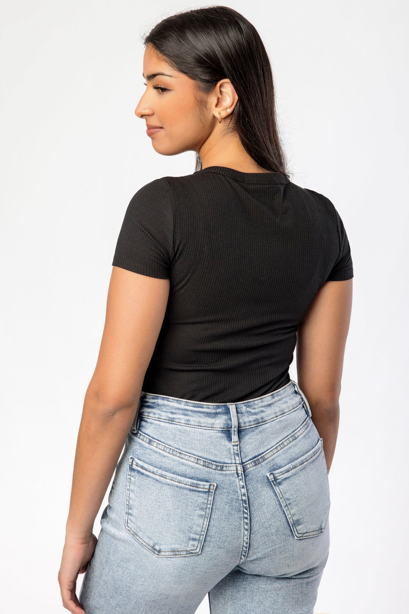 Ribbed Short-Sleeve Crew-Neck Tee