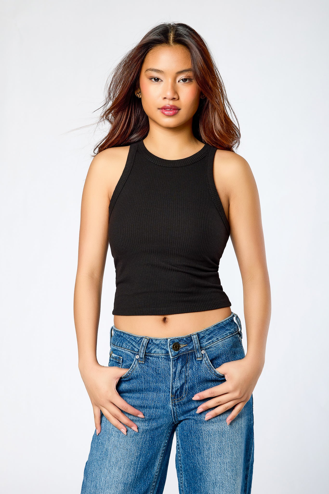 High-Neck Ribbed Crop Tank