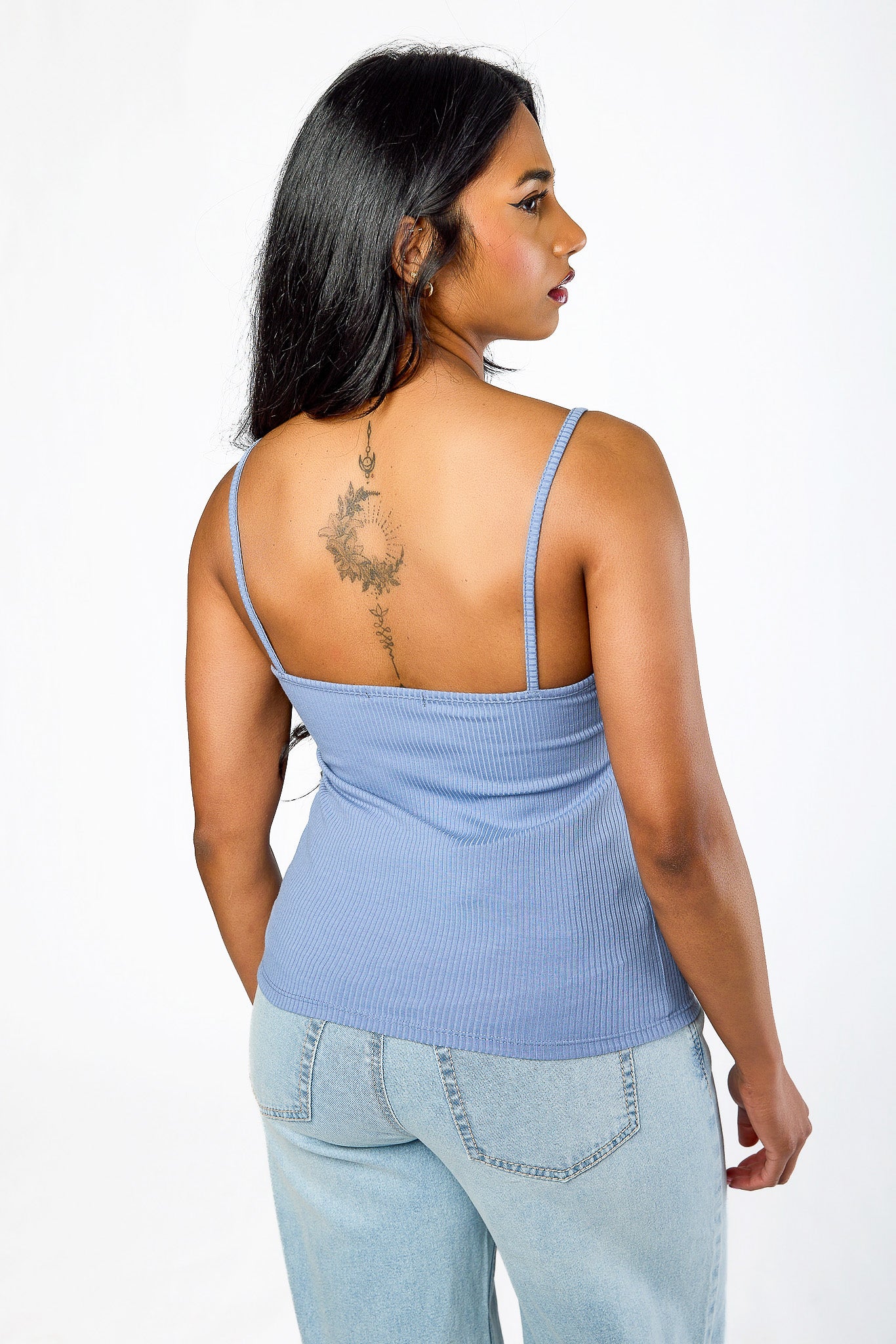 Ribbed Lace Trim Rosette Cami
