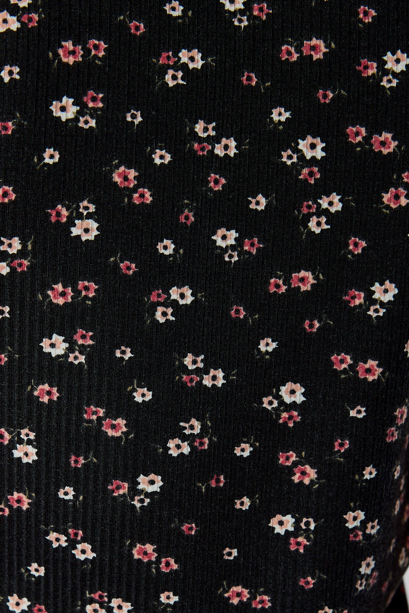 Floral Ribbed Crew-Neck Sleeveless Tank with Pocket