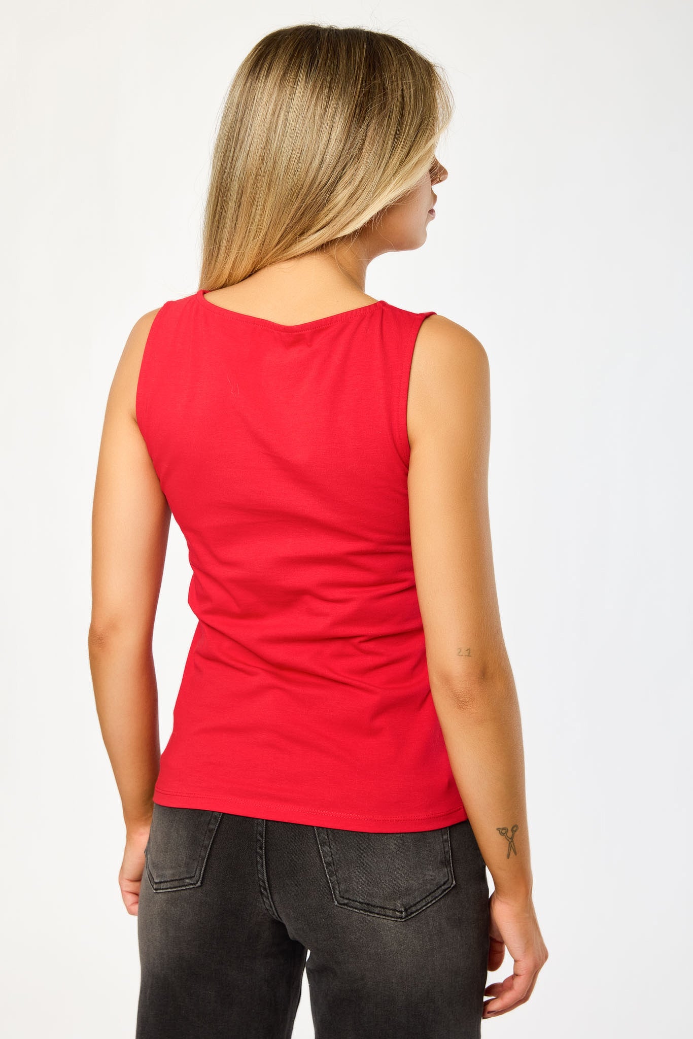 Boat-Neck Sleeveless Tee