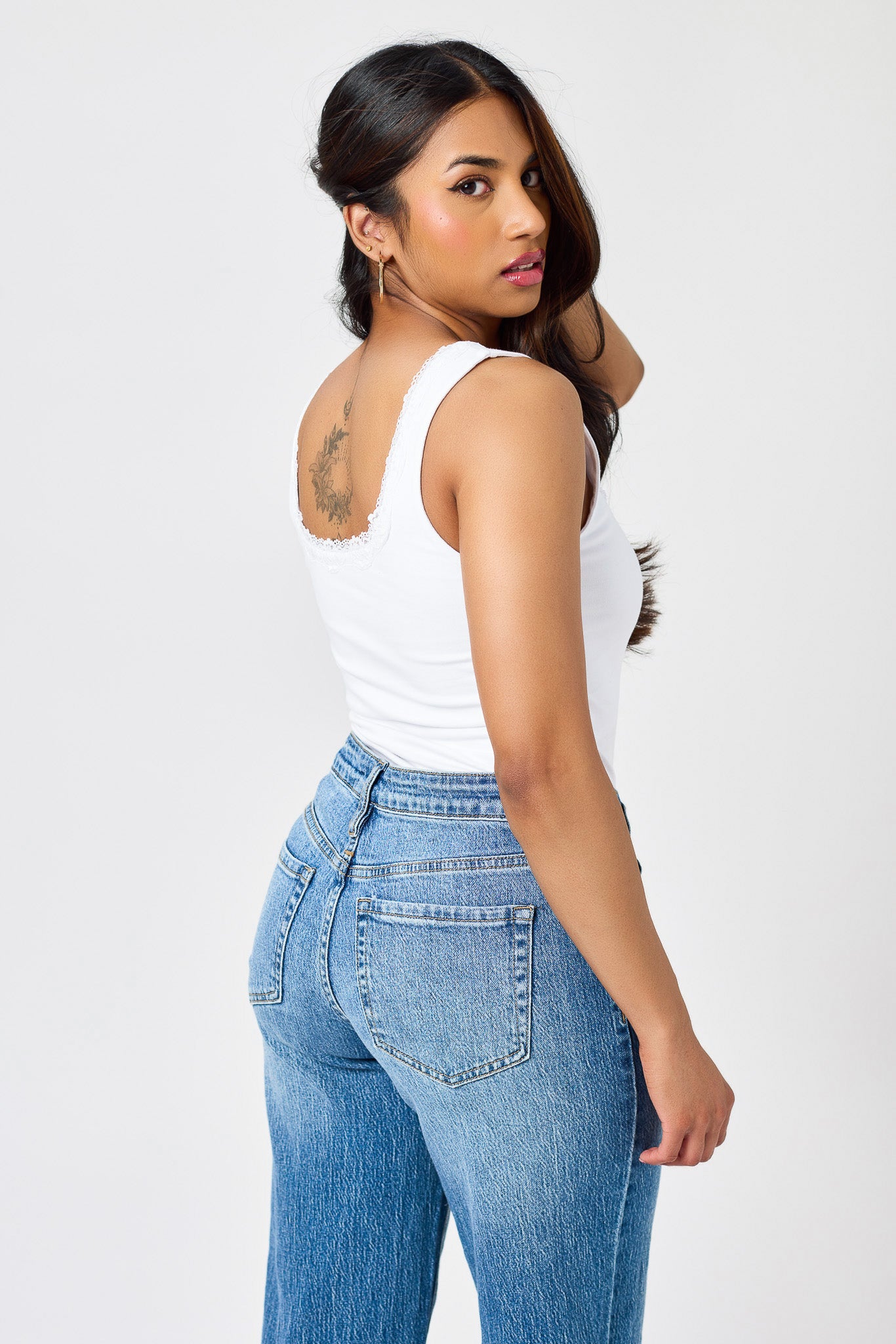 Lace Trim Square-Neck Tank Top