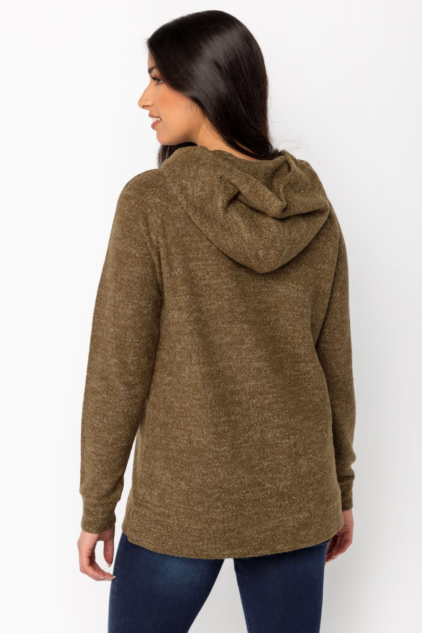 Textured Sweater-Knit Hoodie