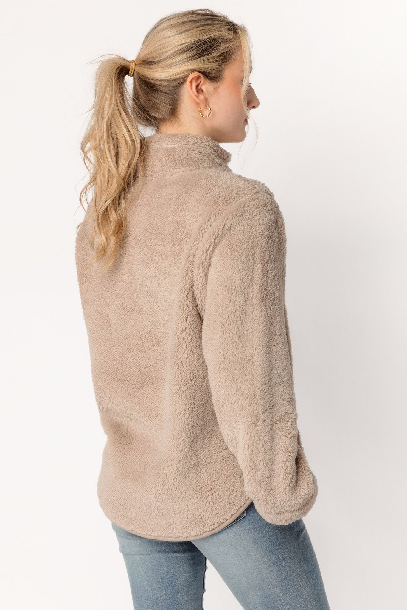 Faux Fur Quarter-Zip Pullover