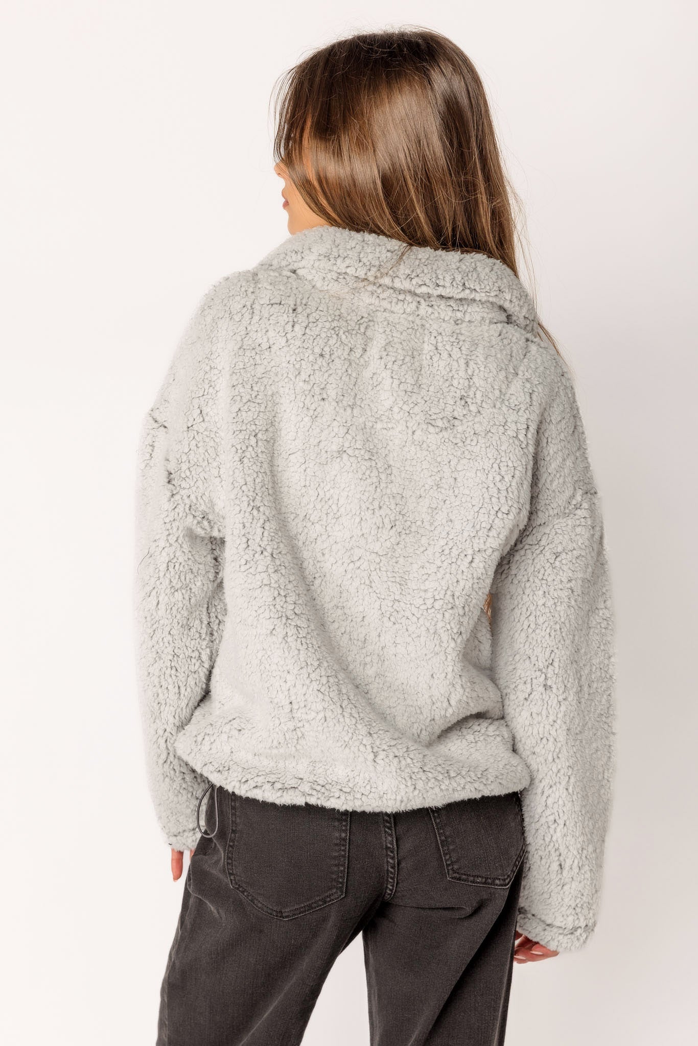 Teddy Sherpa Faux Fur Quarter-Zip Popover