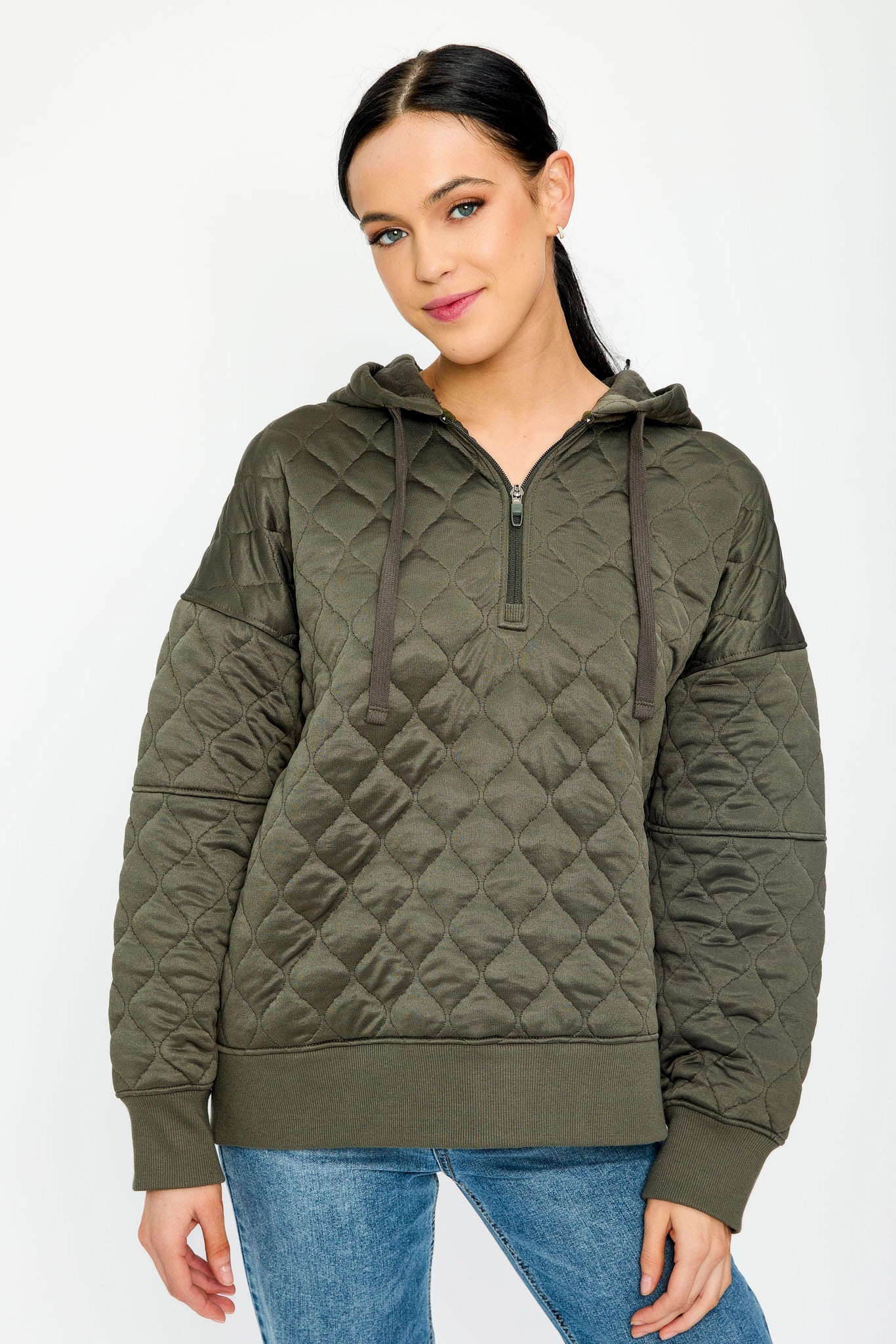 Quilted Quarter Zip Hoodie