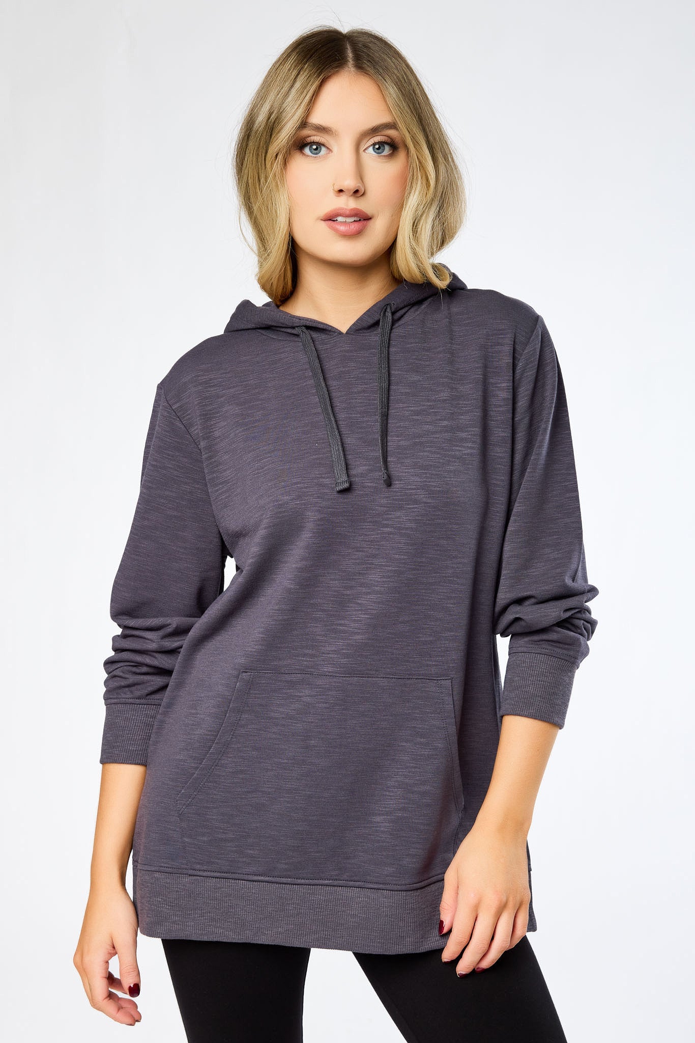 Hooded Fleece Sweatshirt with Side Slits