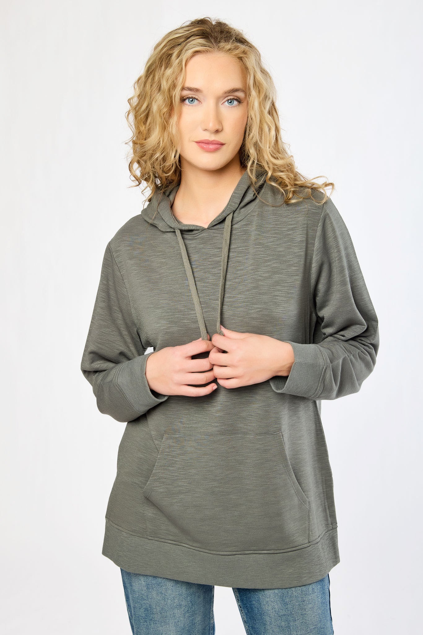 Hooded Fleece Sweatshirt with Side Slits