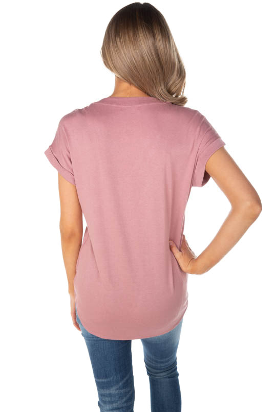Short Sleeve Tie-Front Top with Buttons