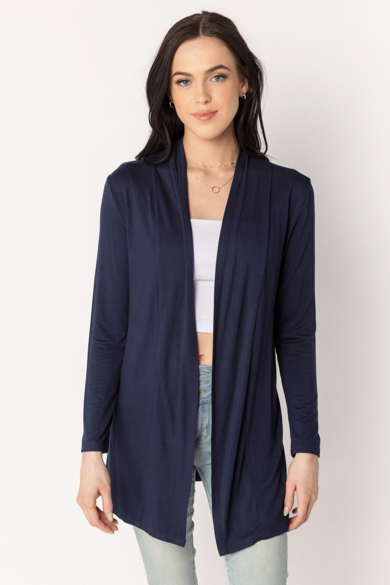 Rayon Long Sleeve Open Cardigan
