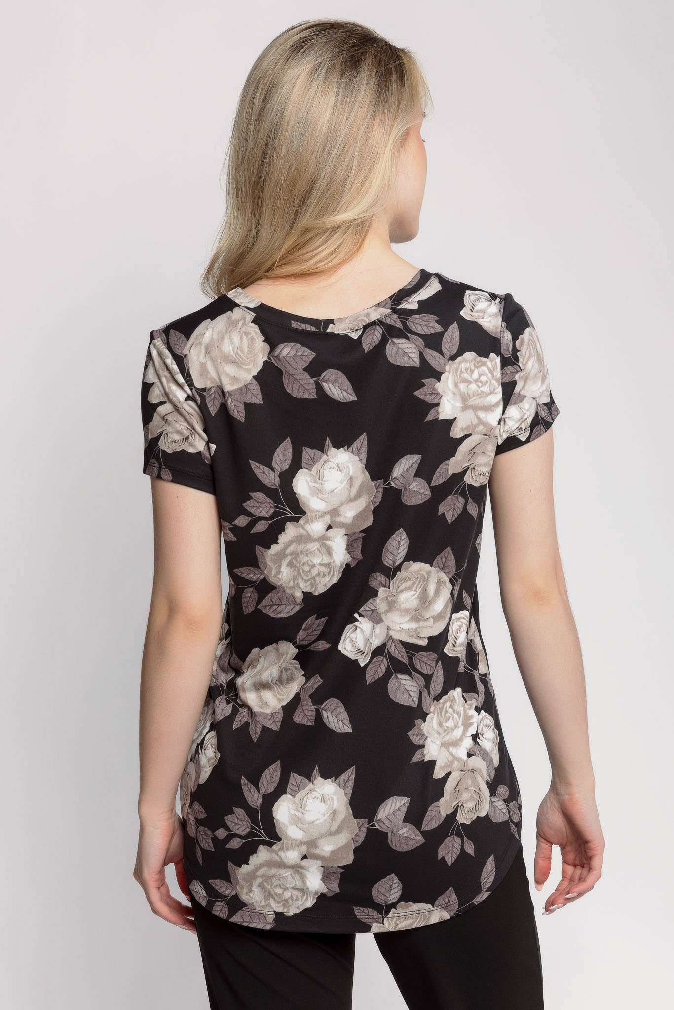 Rose Short-Sleeve Scoop Neck Top