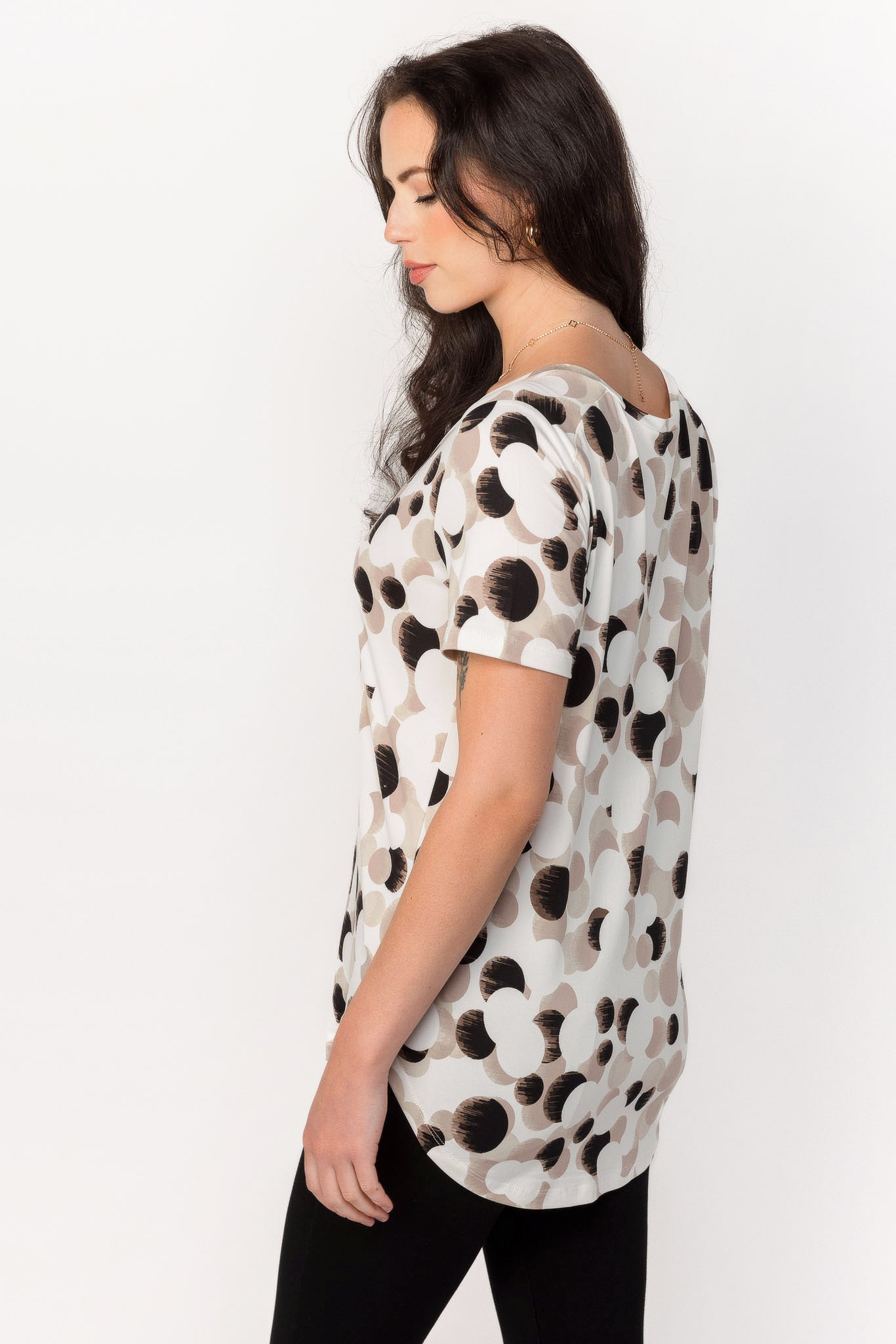 Abstract Dot Short-Sleeve V-Neck Top