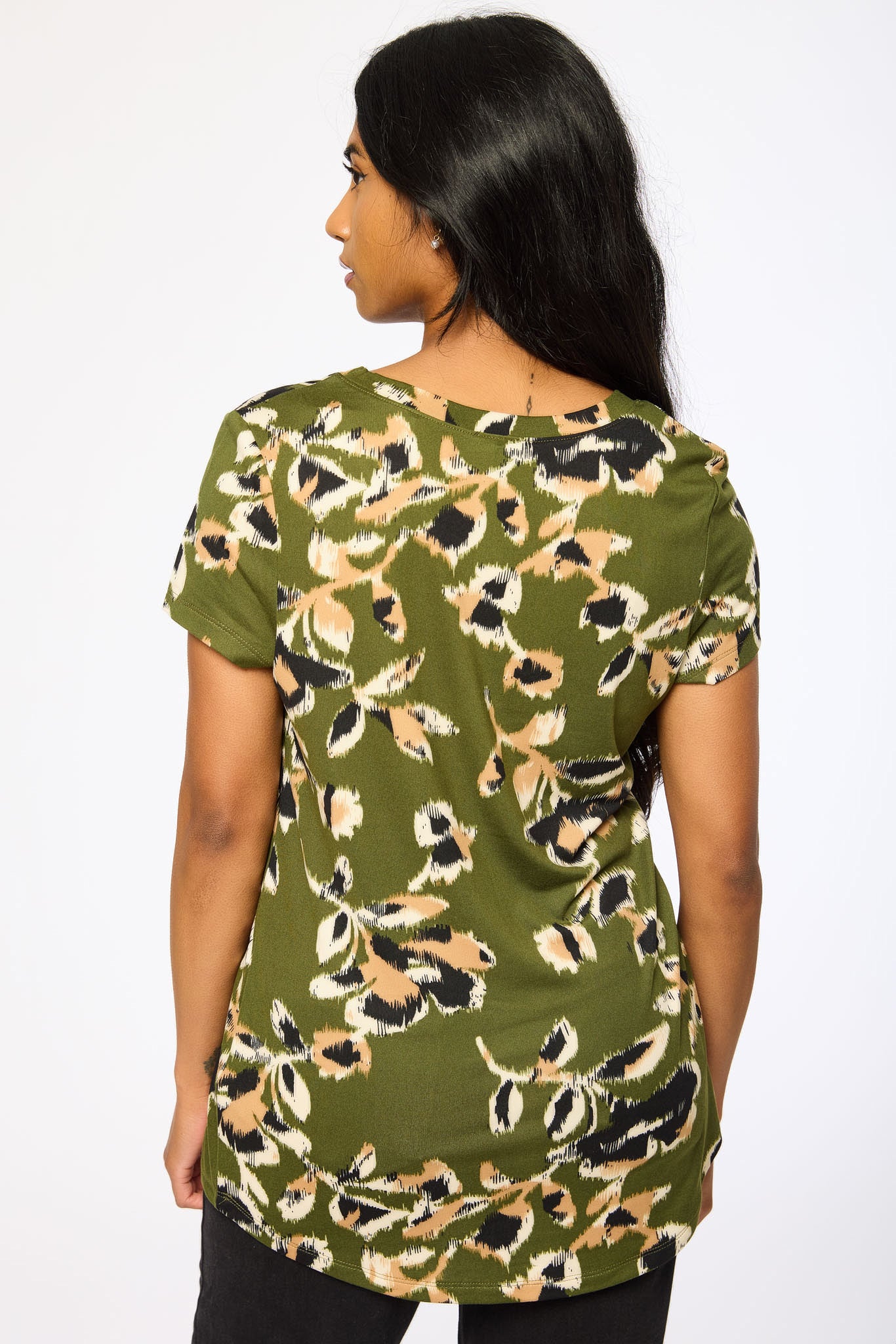 Abstract Botanical Cap-Sleeve Tee