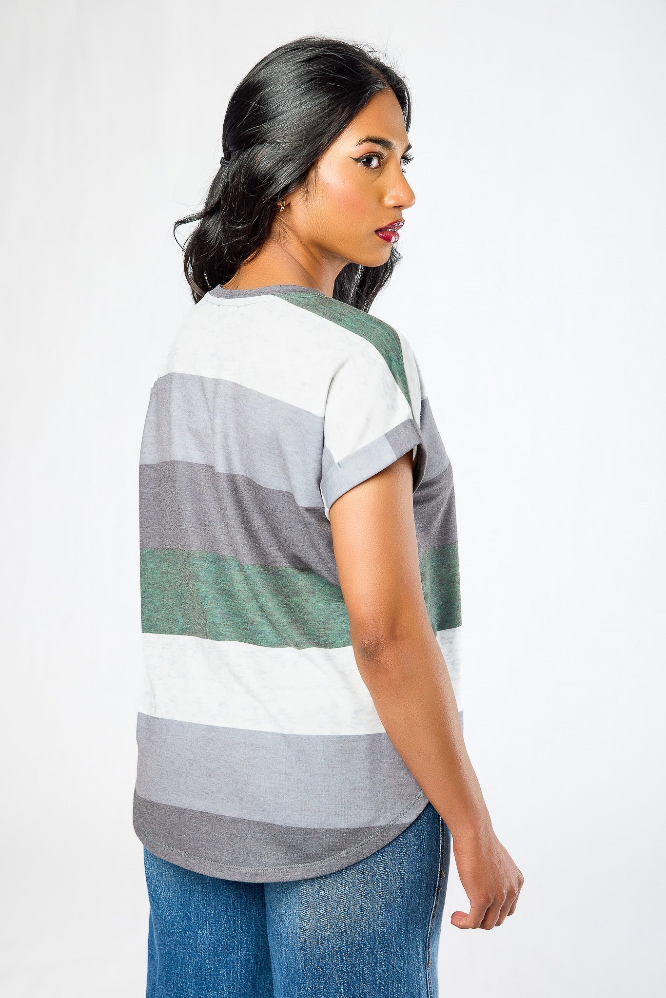 Striped Terry Split-Hem Tee
