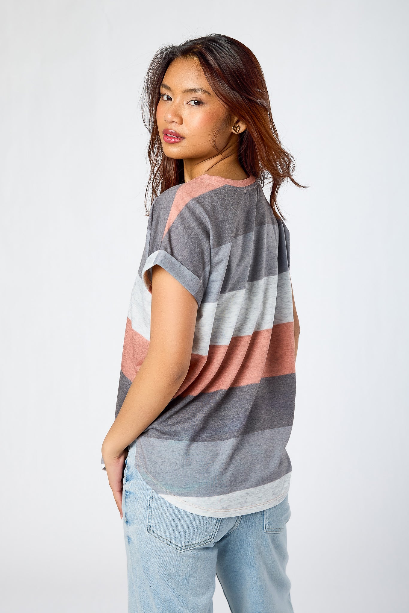 Striped Terry Split-Hem Tee