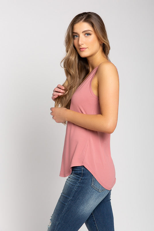 Sleeveless V-Neck Brushed Tank