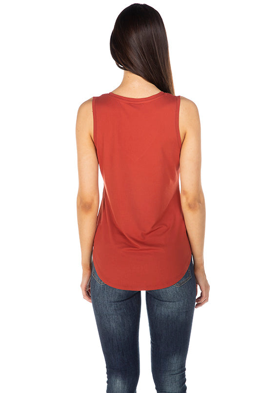 Sleeveless V-Neck Brushed Tank