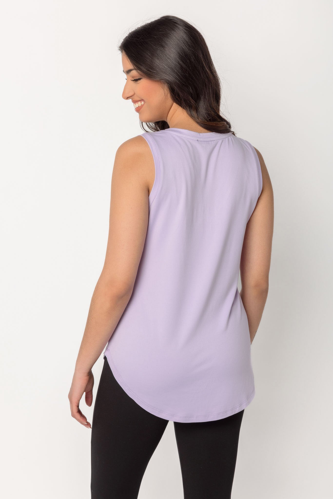 Sleeveless V-Neck Top with Shirttail Hem