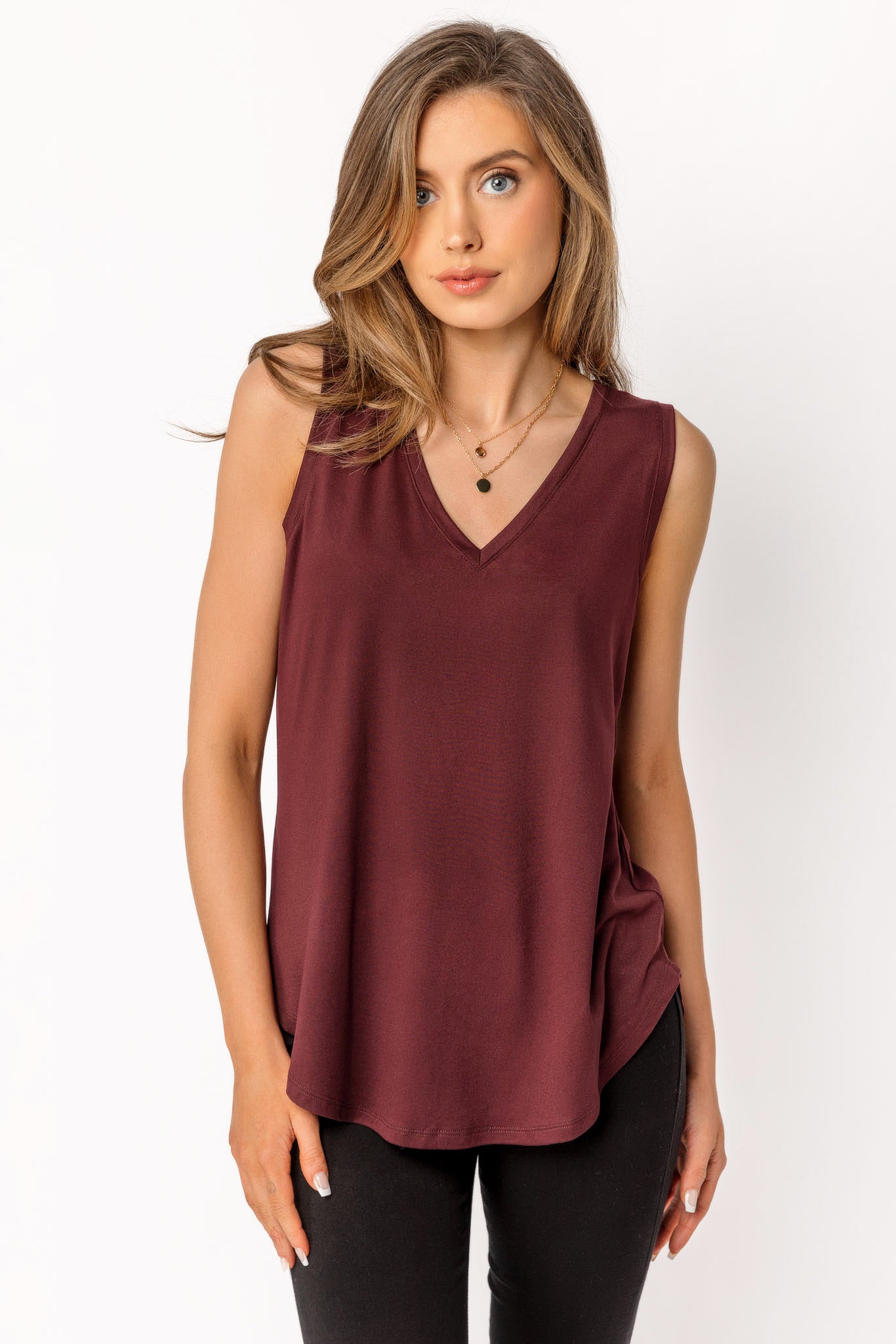 Brushed Sleeveless V-Neck