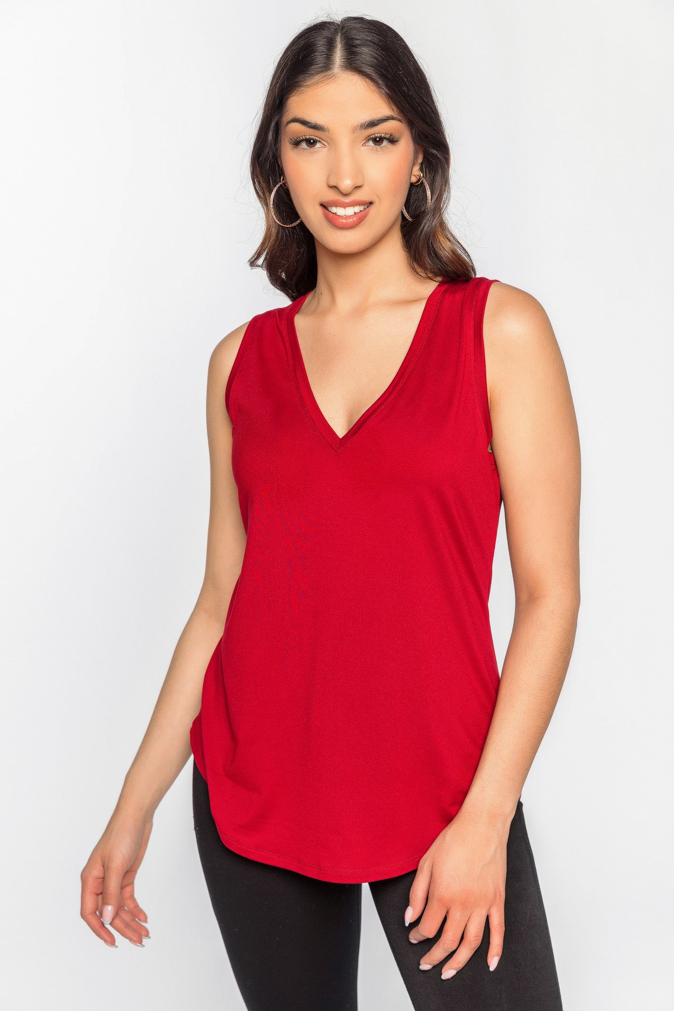 Brushed Sleeveless V-Neck