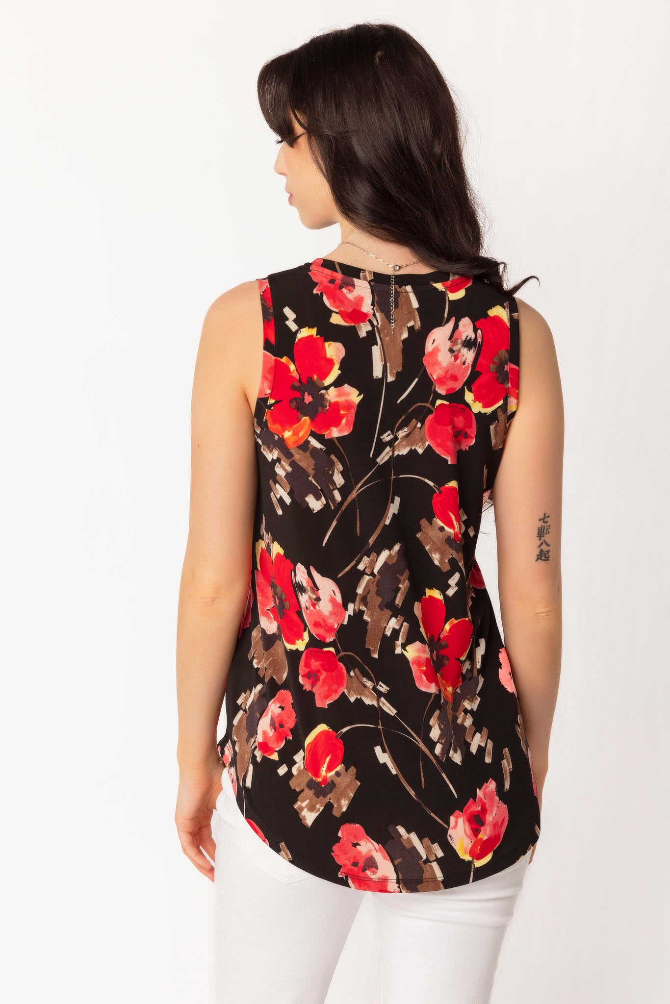 Paintbrush Floral Sleeveless V-Neck