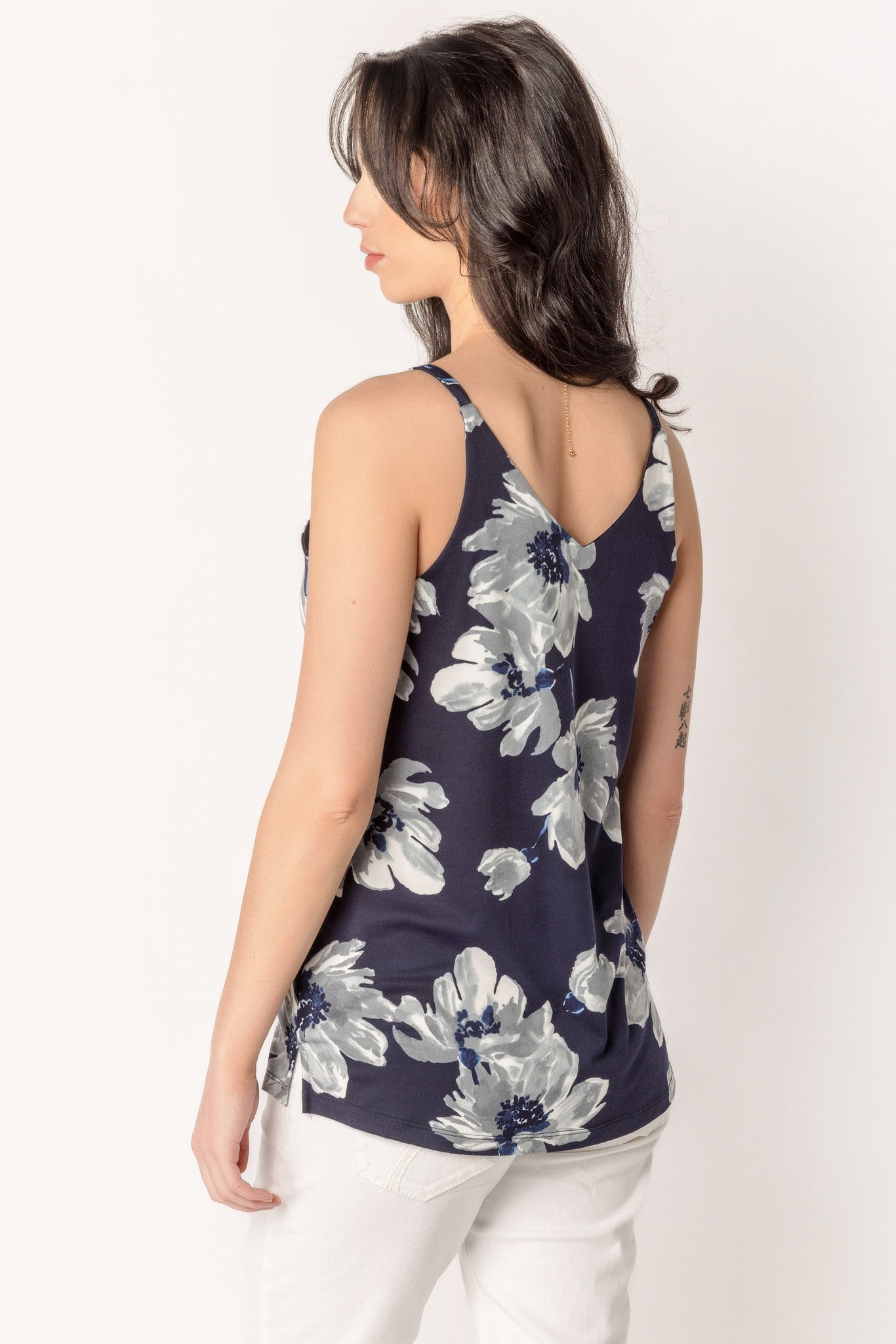 Navy Floral Double V-Neck Cami