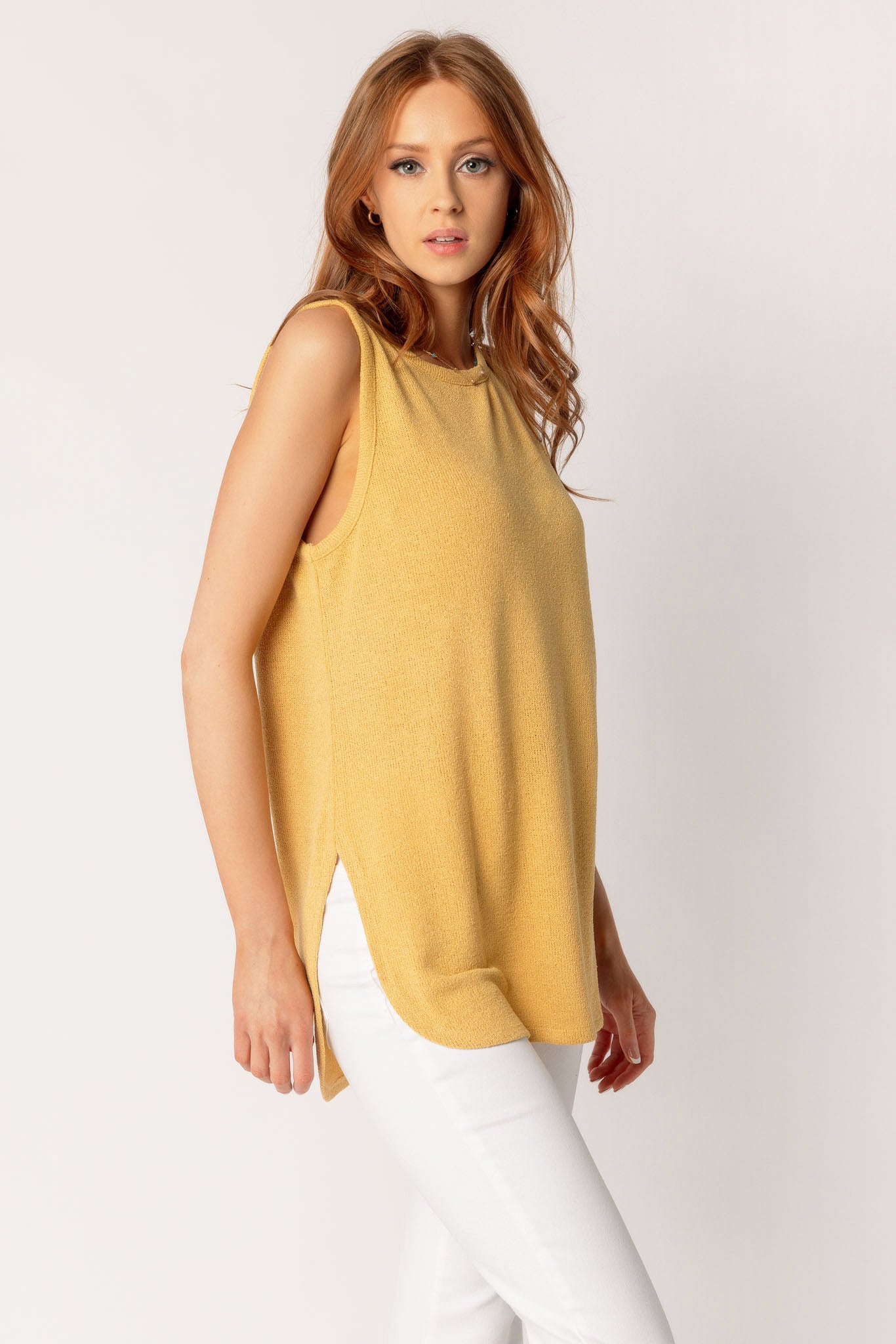 Sleeveless High-Low Sweater Knit Top