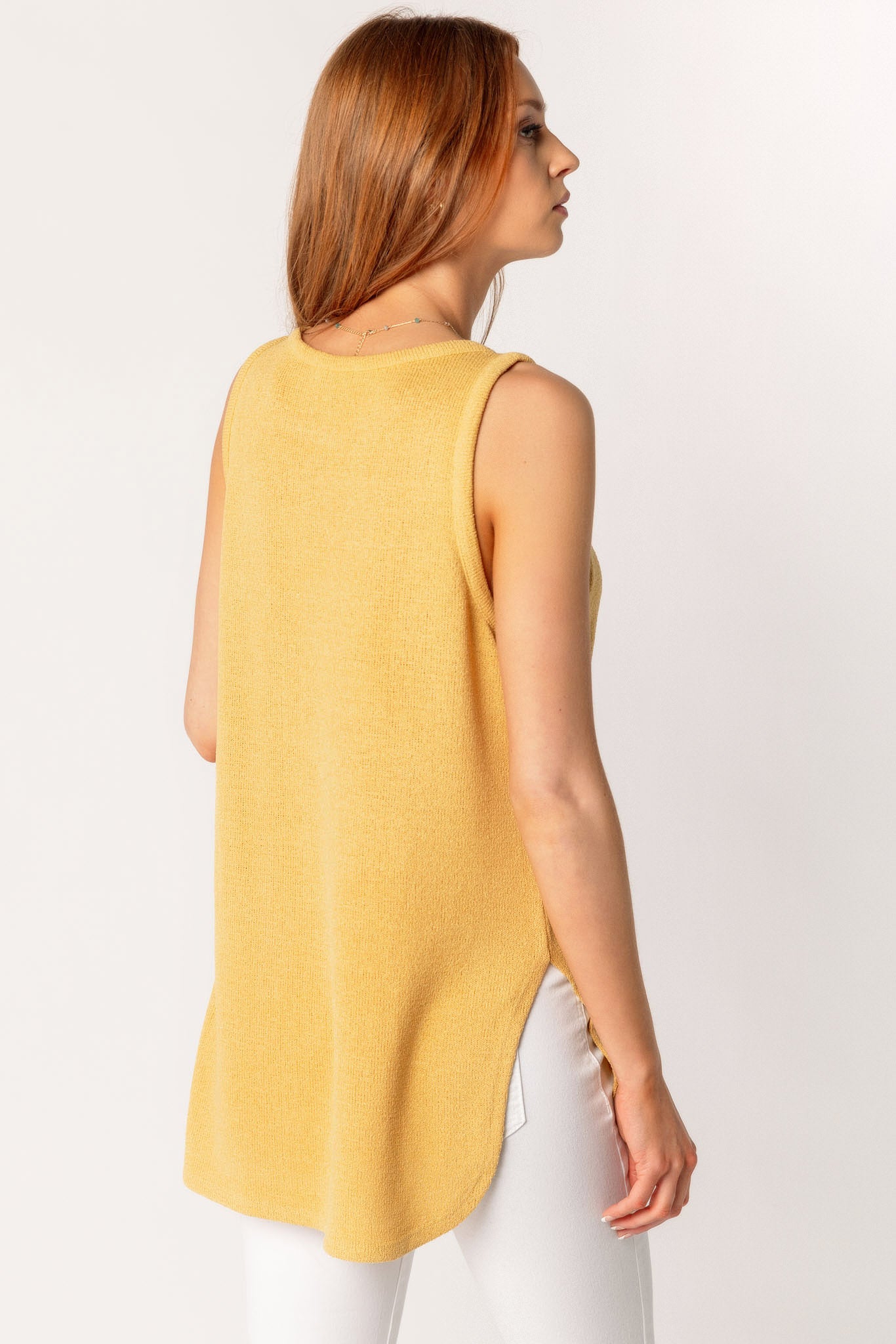 Sleeveless High-Low Sweater Knit Top