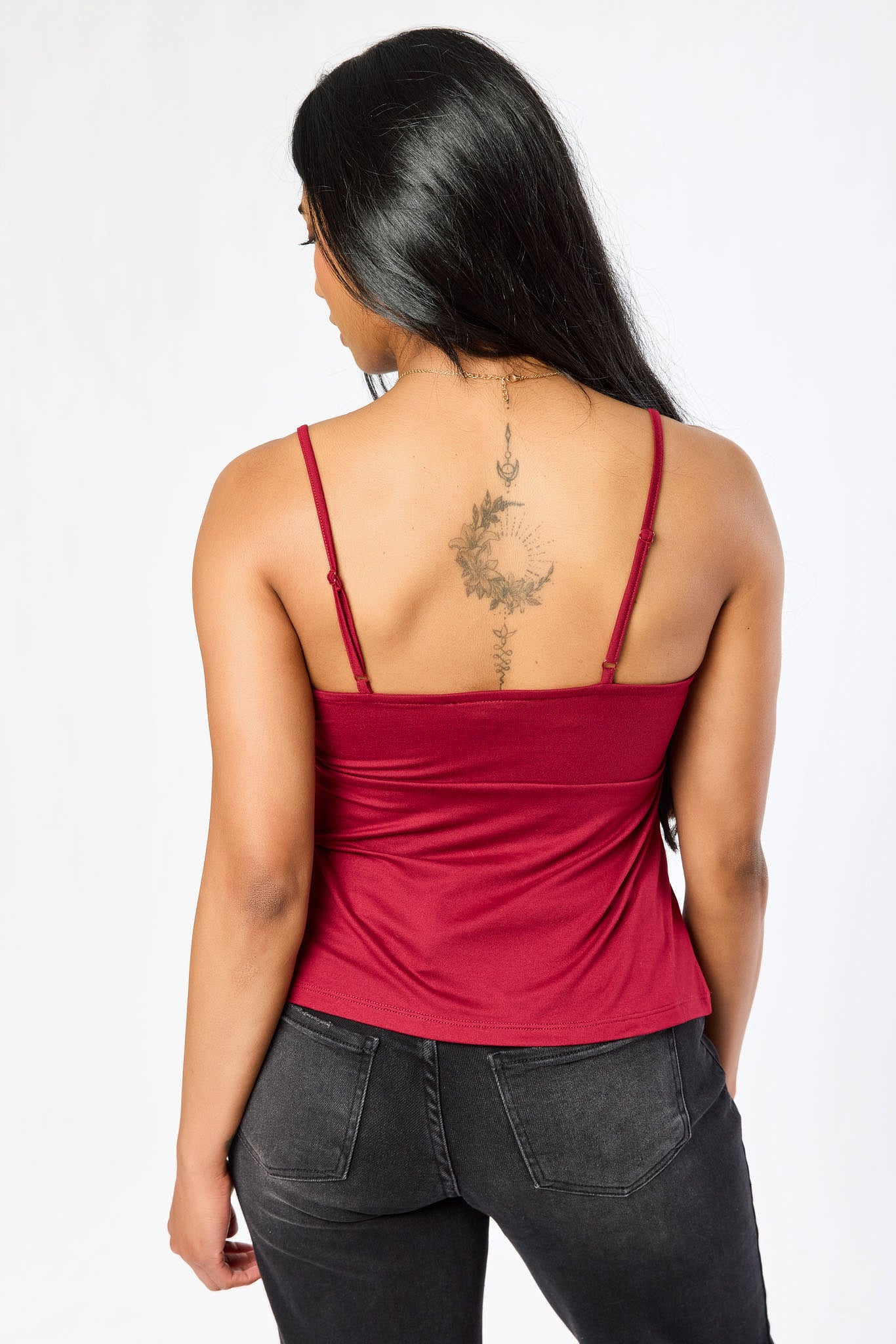Cinched Bust Spaghetti Strap Babydoll Top