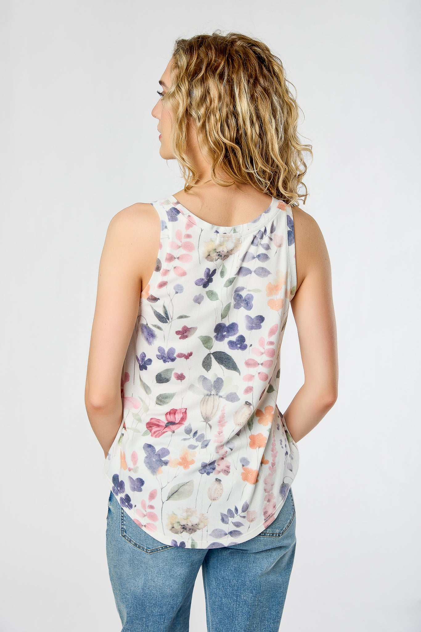 Ultrasoft Floral Hacci Scoopneck Tank