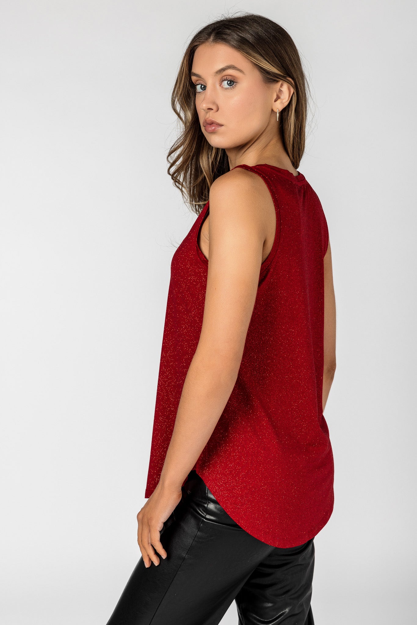 Glitter Sleeveless V-Neck