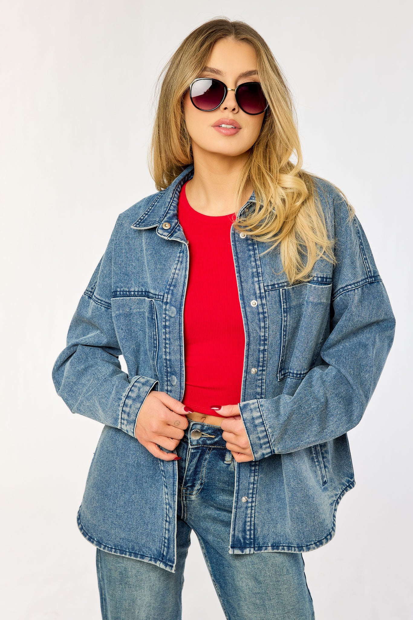 Ashley Vintage Charm Steel Blue Shacket