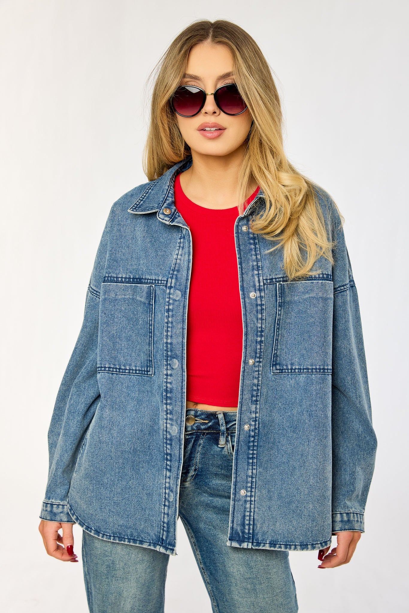 Ashley Vintage Charm Steel Blue Shacket