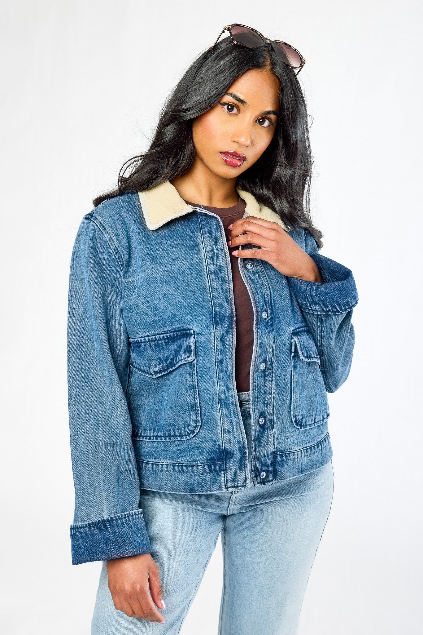 Stoosh Corduroy Collar Denim Jacket