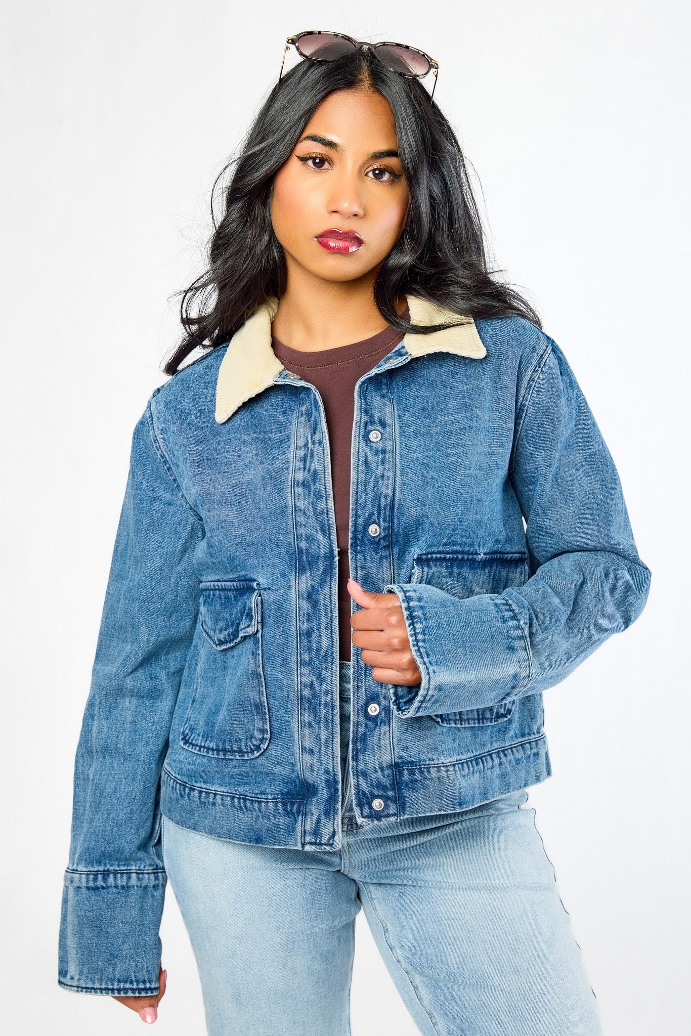 Stoosh Corduroy Collar Denim Jacket